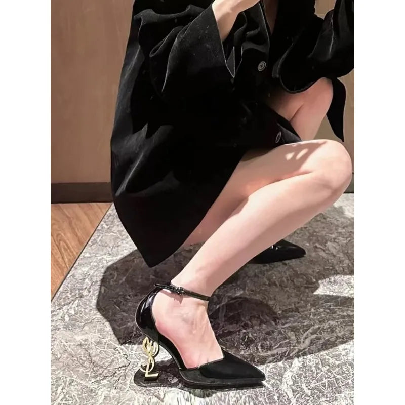 Women's Summer New Luxury Brand Designer Fashion Elegant Sandals PU Leather Daily Casual Banquet Party Women's High Heels